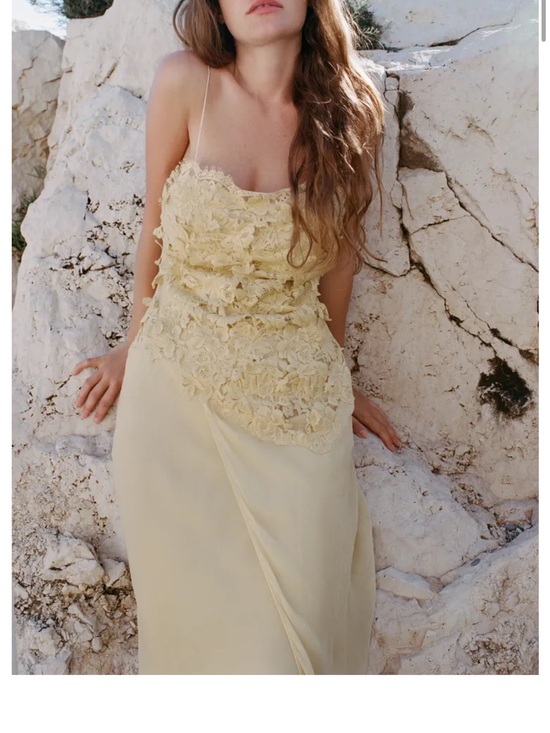 Zara Dresses & Skirts - Zara Embossed Georgette Dress Pale Yellow